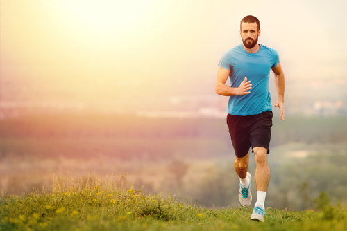 Man running in countryside